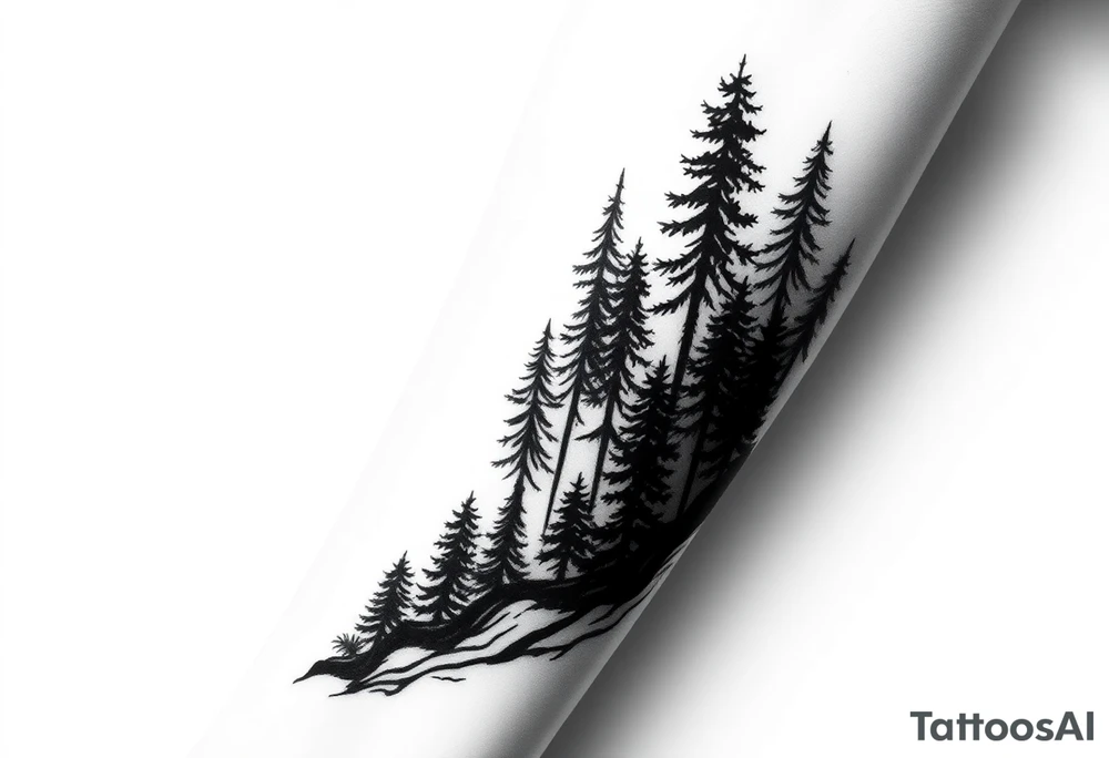 Coniferous forest silhouette around the forearm a tattoo tattoo idea
