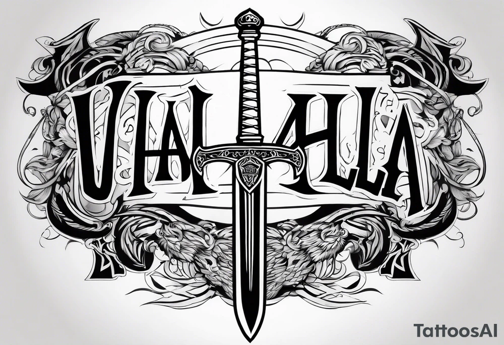 Valhalla sword warrior funeral tattoo idea