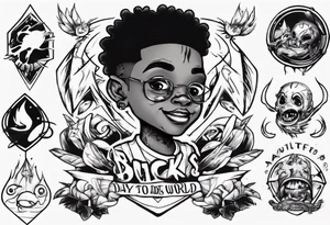 Adventurous black boy who is playful and has zero fear and ready to tackle the world tattoo idea