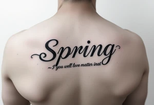 a tatoo for a girl named Spring. SHe wants to love herself no matter what. The tatto can be a text or simbol tattoo idea