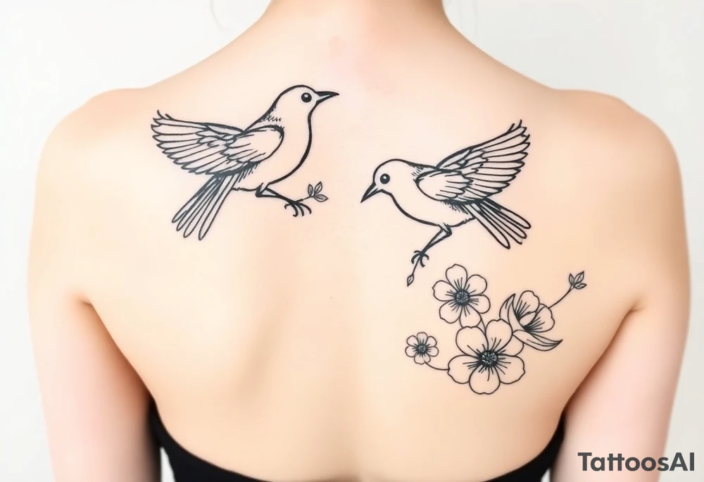 crows w flowers tattoo idea