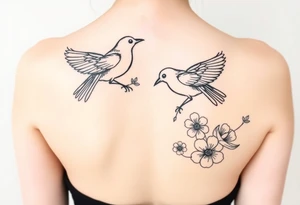 crows w flowers tattoo idea
