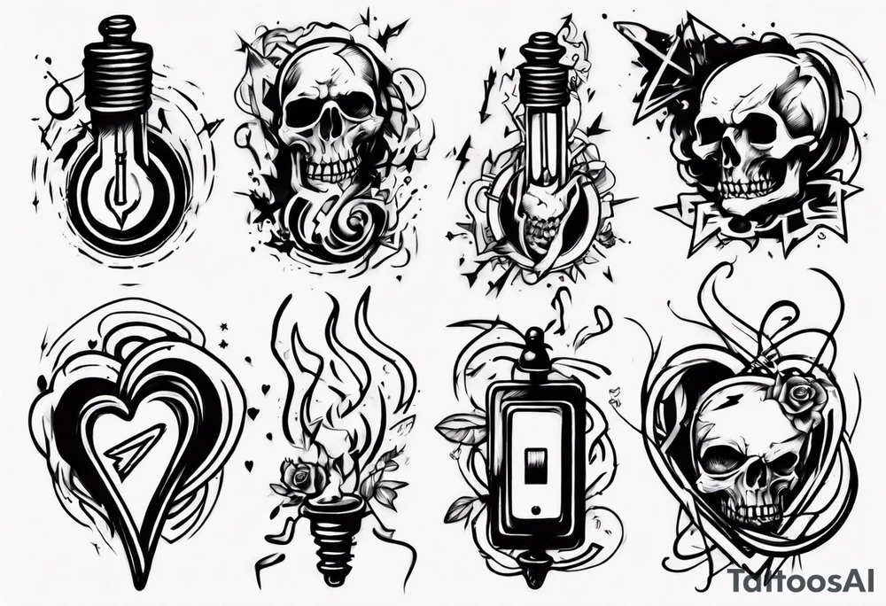 electric switch between love and hate tattoo idea