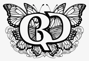 The initials R and S with a small butterfly on the S tattoo idea