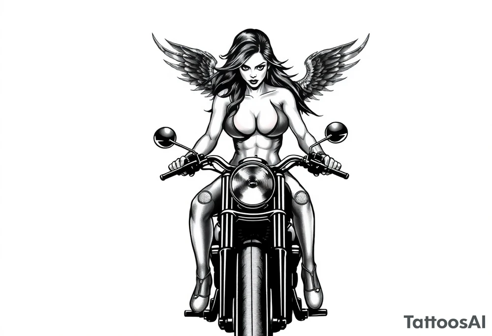 naked girl on motorcycle, slut, angry tattoo idea