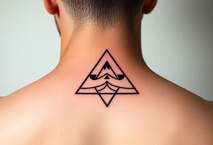 Geometric small triangle about different paths in life merge together and become stronger together while being psychedelic and trippy tattoo idea