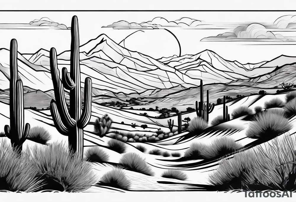 Half sleeve added to desert lanscape tattoo idea