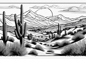 Half sleeve added to desert lanscape tattoo idea