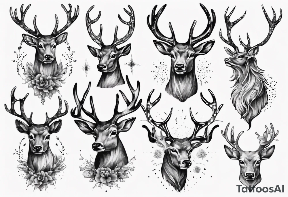 Majestic stag with antlers tattoo idea