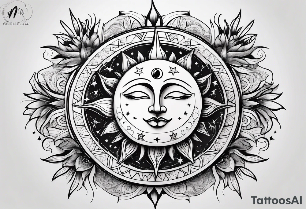 sun and moon tattoo idea