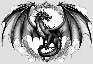 Dragon wings of the four elements(i.e. earth, fire, water, and wind) to be out on the back tattoo idea