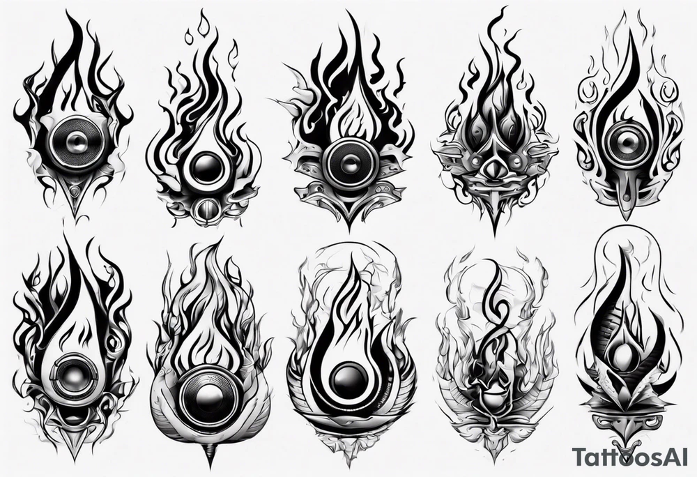 speaker flame tattoo idea