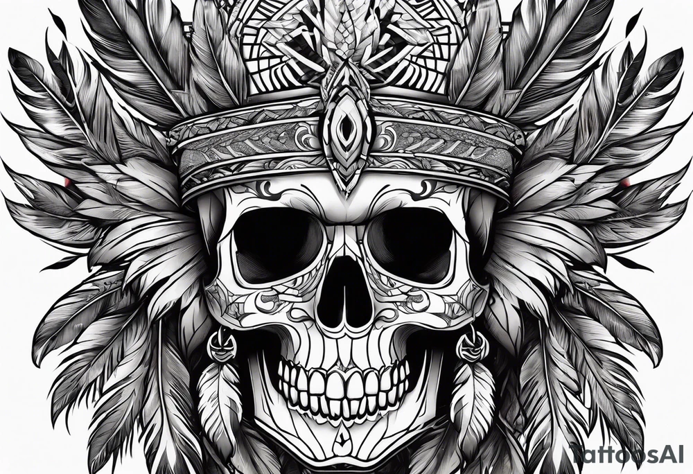 Dark, skull, feathers,eyes tattoo idea