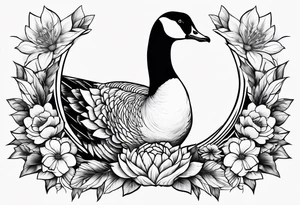 angry canadian goose with flowers at the bottom tattoo idea