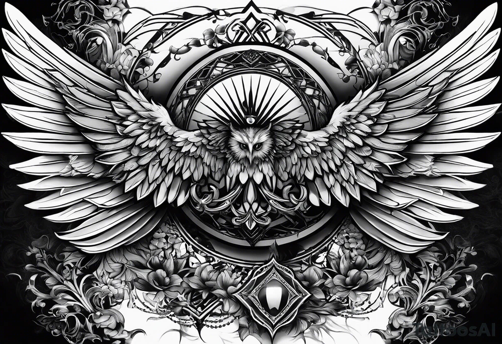 cross and wings tattoo idea