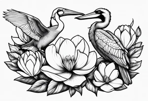 bee, magnolia, pelican, alligator together tattoo idea