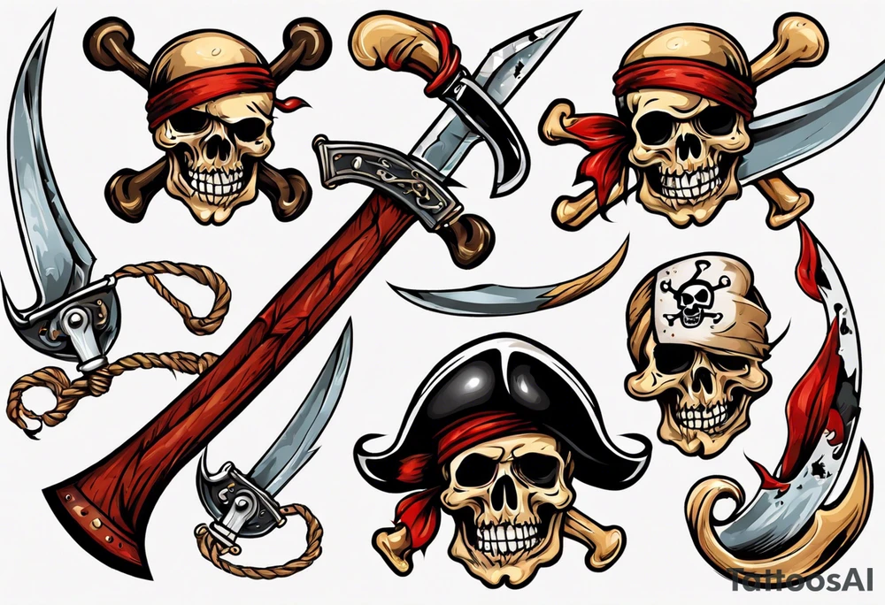 A pirate cutlass in American traditional style for a forearm tattoo idea