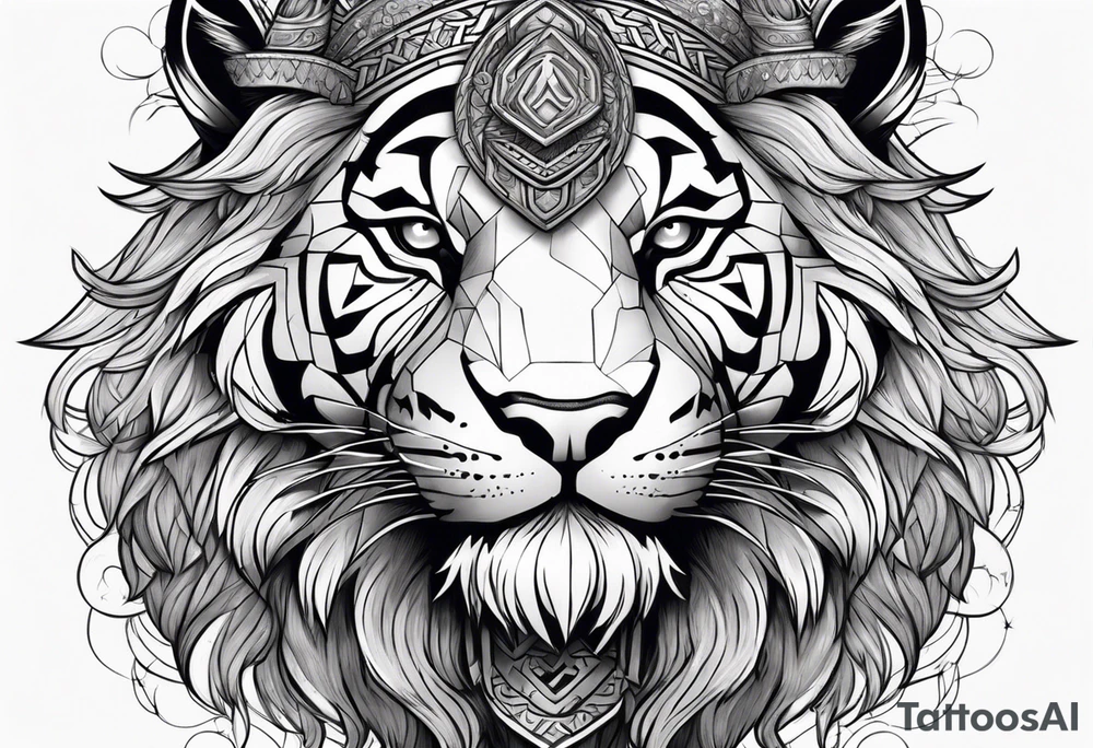 tigers head faded into a lions head with a viking tattoo idea tigers head faded into a lions head with a viking tattoo idea