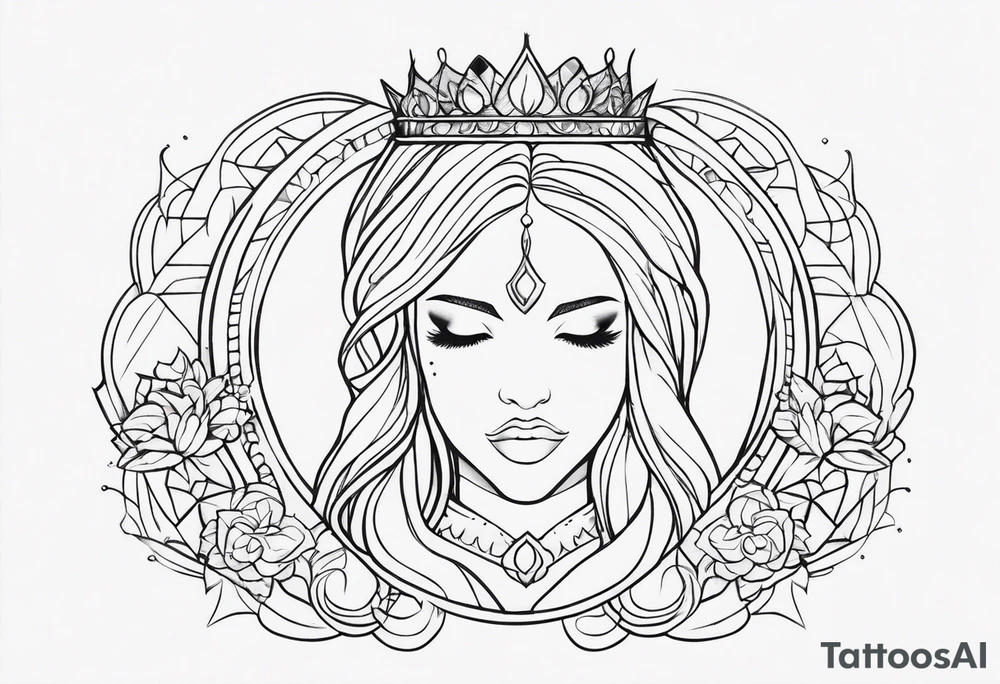 1 fadas 1 sereia e 1 princesa juntas minimalistas tattoo idea