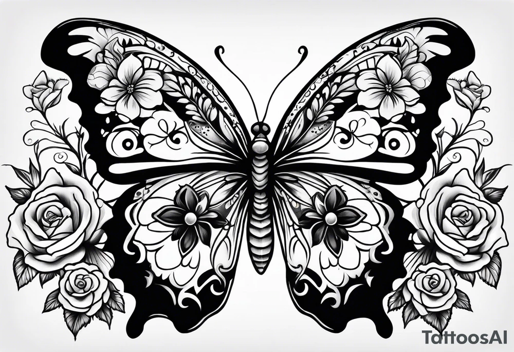 day of the dead butterfly tattoo idea