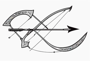 bow and arrow not stretched tattoo idea
