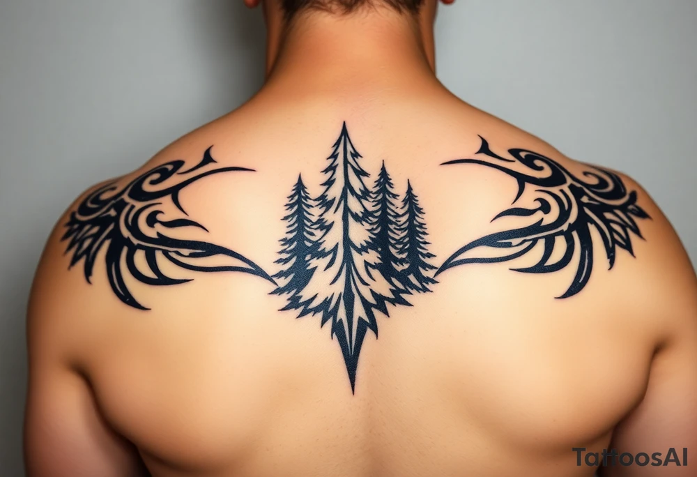 Snowy Alaskan winter forest tattoo idea
