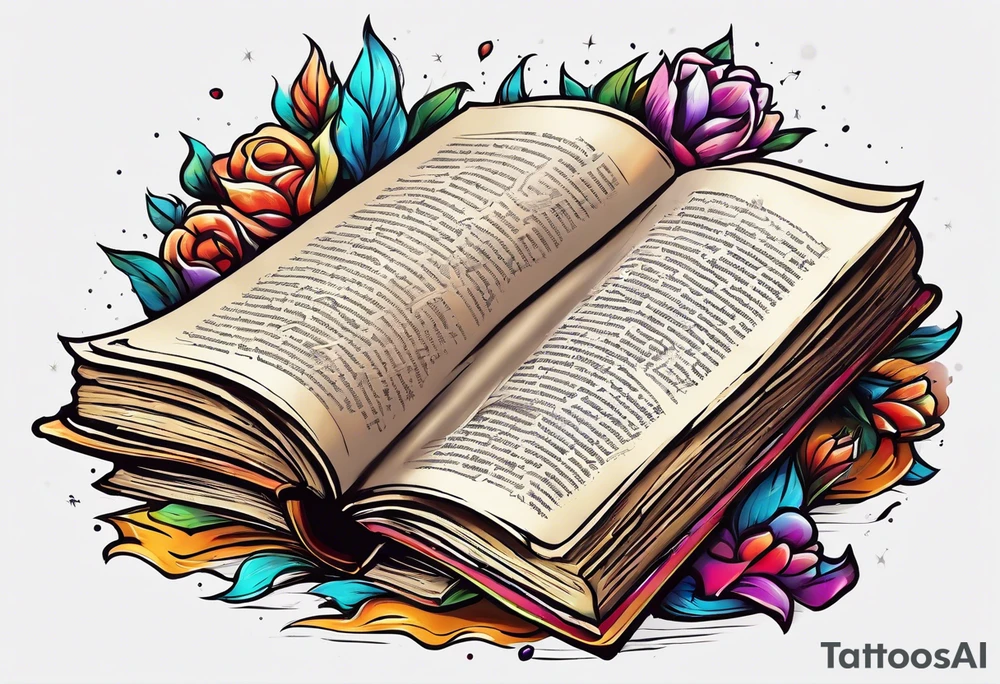 pile of open books no background tattoo idea