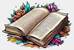 pile of open books no background tattoo idea