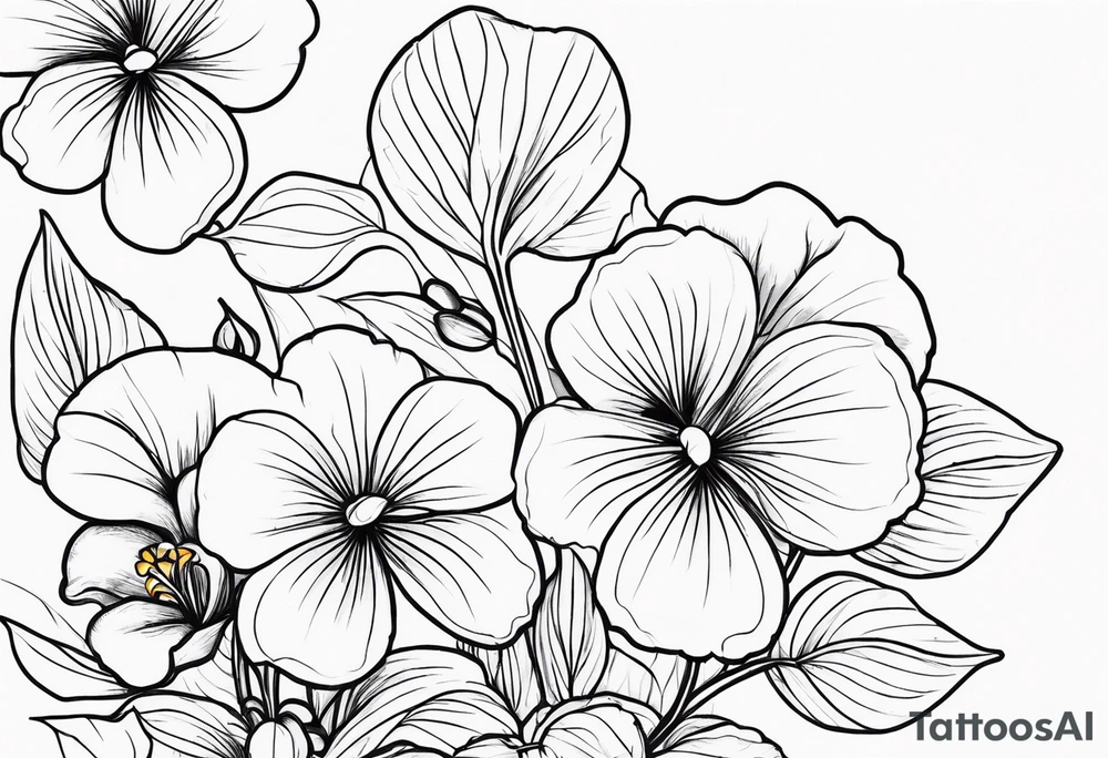 minimalistic flower bouquet of violets tattoo idea