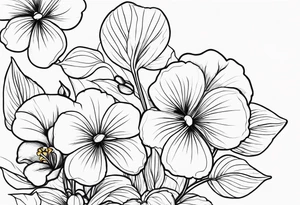 minimalistic flower bouquet of violets tattoo idea