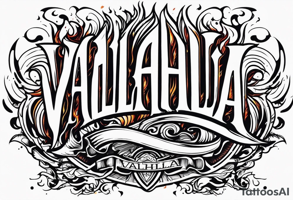 Valhalla on fire flames tattoo idea