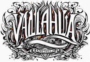 Valhalla on fire flames tattoo idea
