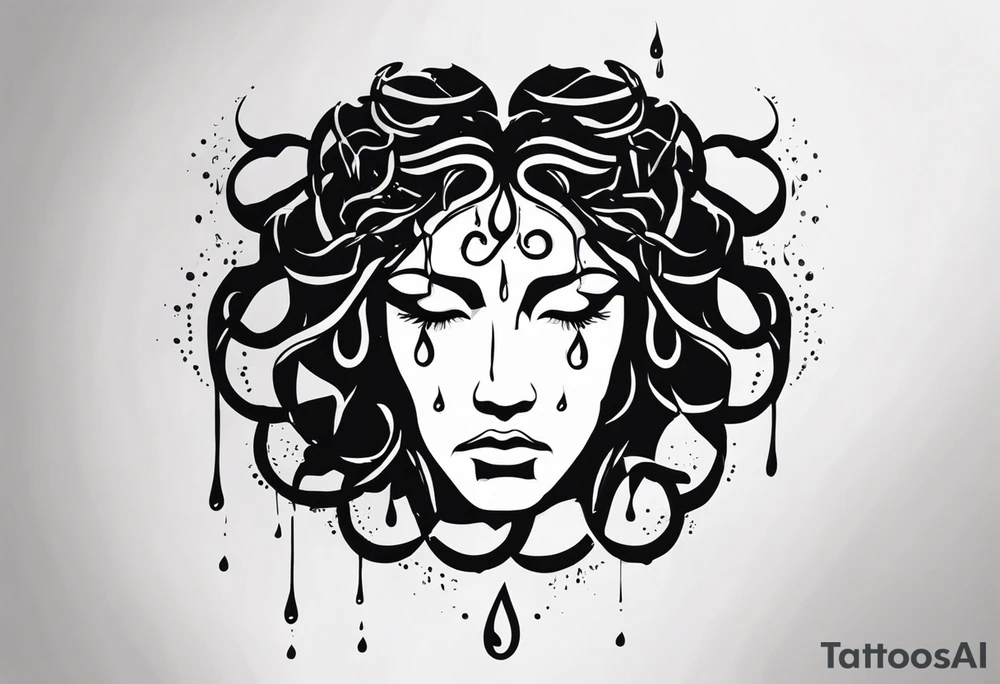 Broken medusa head with tears tattoo idea