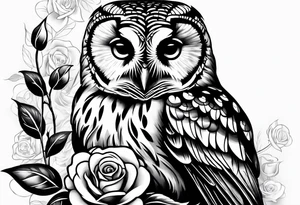 Barred owl with a rose tattoo idea