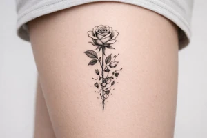 A single rose fading into a broken smashed rose tattoo idea