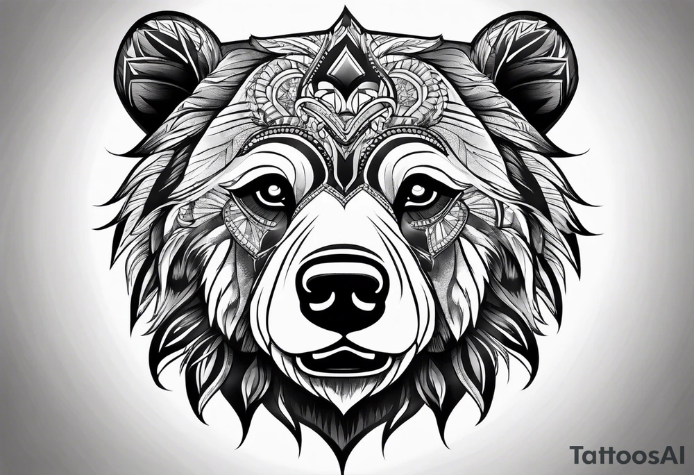 Bear face tattoo idea