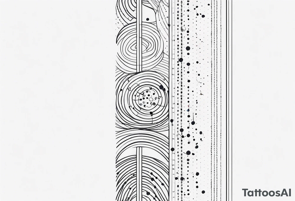 vertical lines with circles and dots tattoo idea