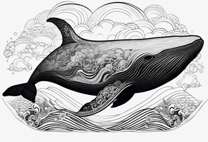 Whale ascending towards light tattoo idea