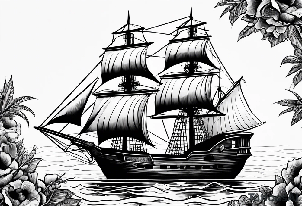 simple sloop ship american traditional tattoo idea