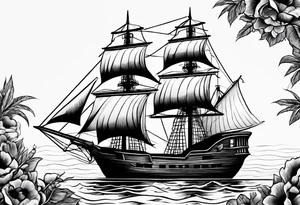 simple sloop ship american traditional tattoo idea