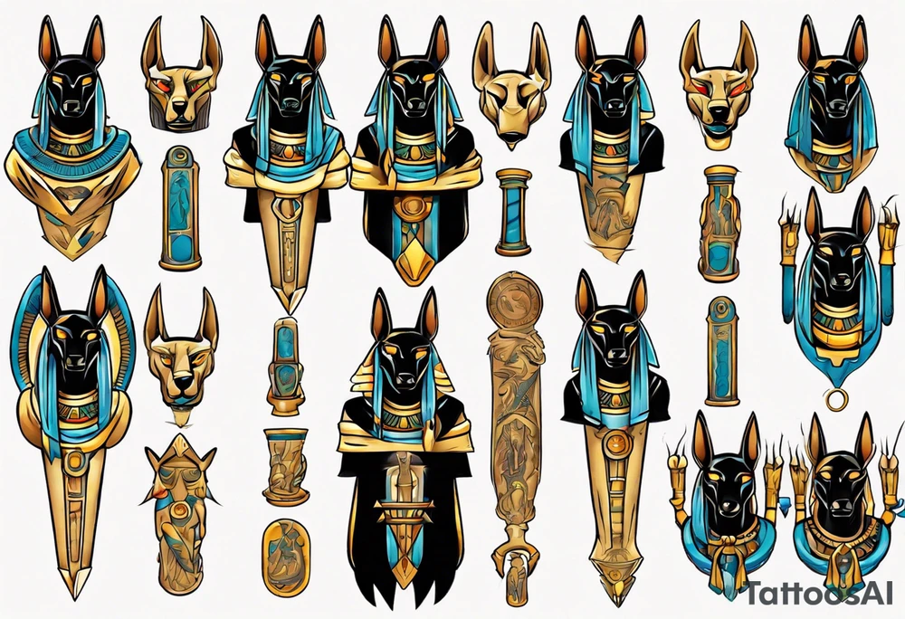 anubis full arms tattoo idea