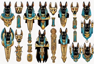 anubis full arms tattoo idea