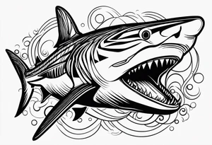 tiger shark with cool texture pattern top view tattoo idea