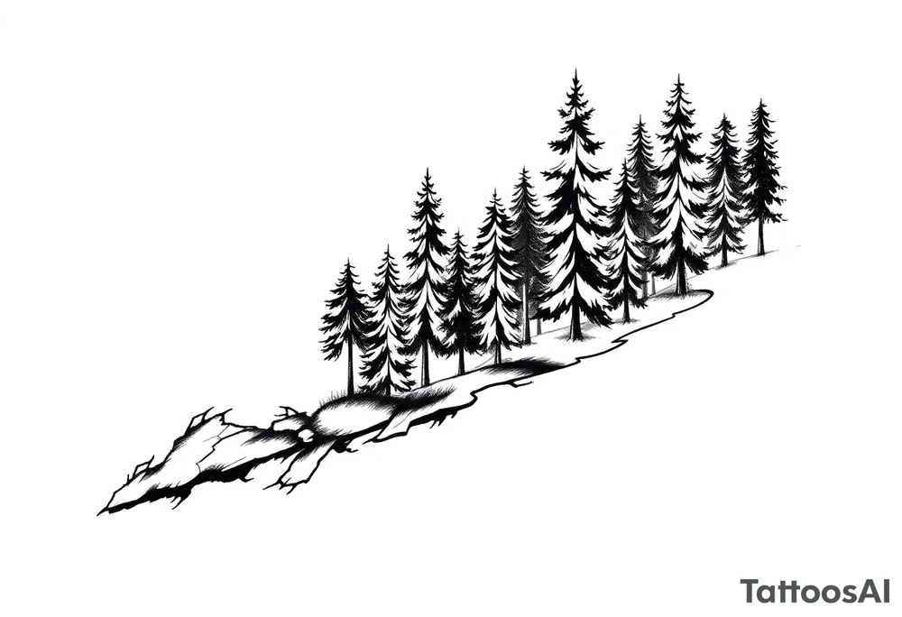 Coniferous forest tattoo sleeve black and gray tattoo idea Coniferous forest tattoo sleeve black and gray tattoo idea