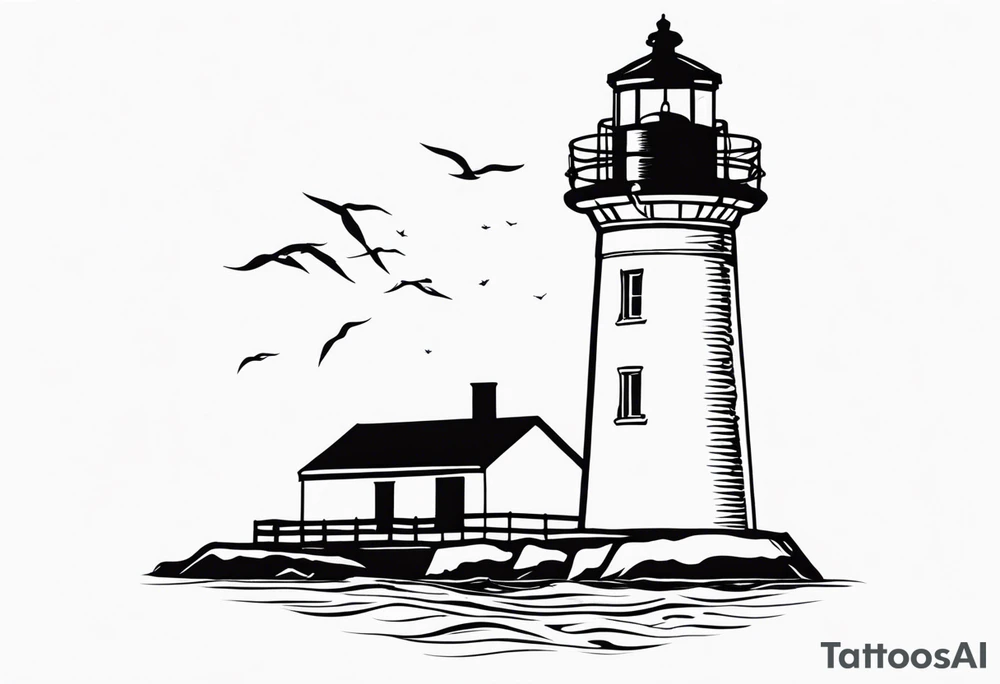 tatouage minimaliste d'un trait du phare des poulains a belle-ile en mer tattoo idea