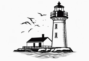 tatouage minimaliste d'un trait du phare des poulains a belle-ile en mer tattoo idea