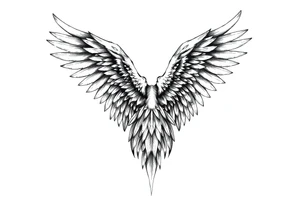 Realistic long angelwings on a back tattoo idea