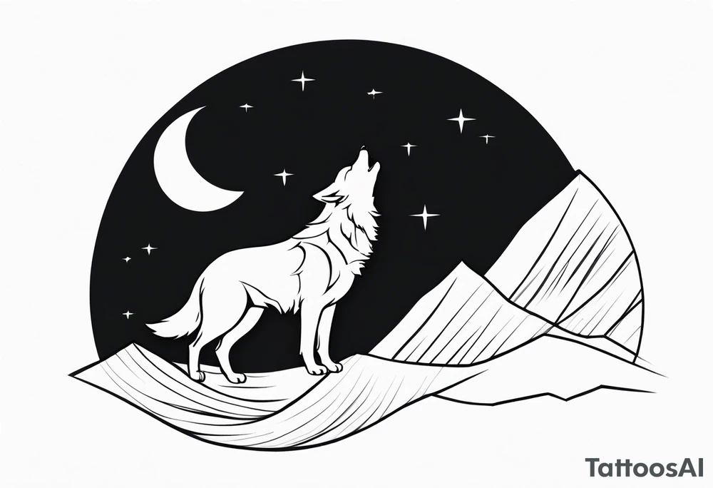 Wolf Howling at the Moon tattoo idea