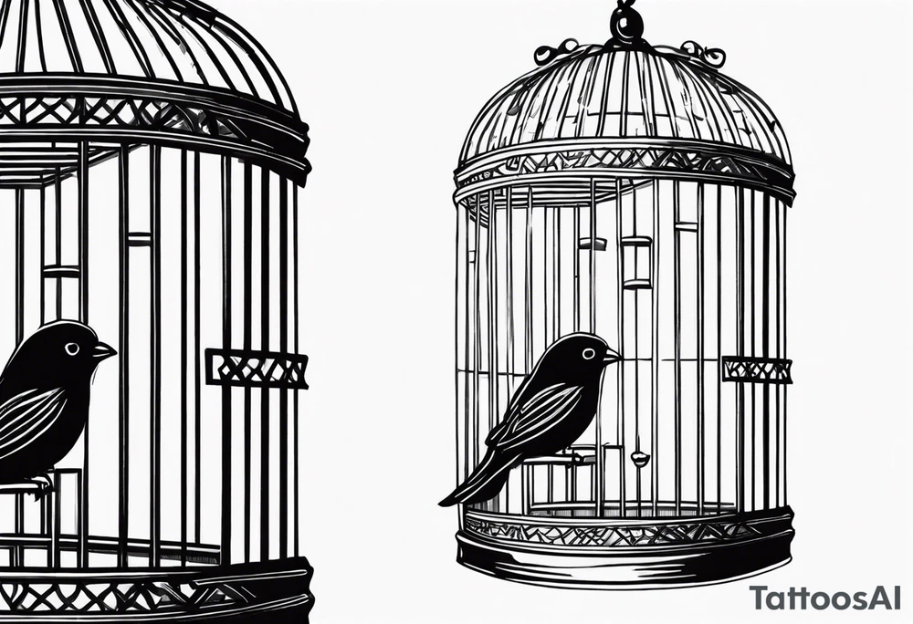Empty bird cage tattoo idea