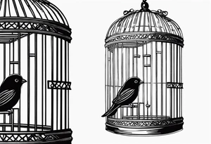 Empty bird cage tattoo idea